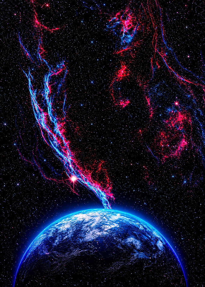 Cosmic Nebula Above Earth