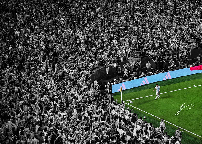 Lionel Messi Corner Kick Stadium View