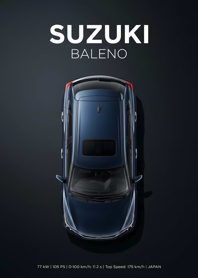 Suzuki Baleno Top View Poster