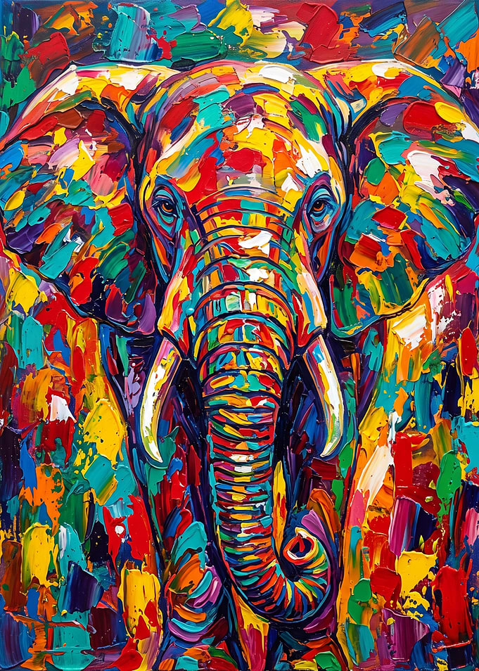 Vibrant Impasto Elephant Painting