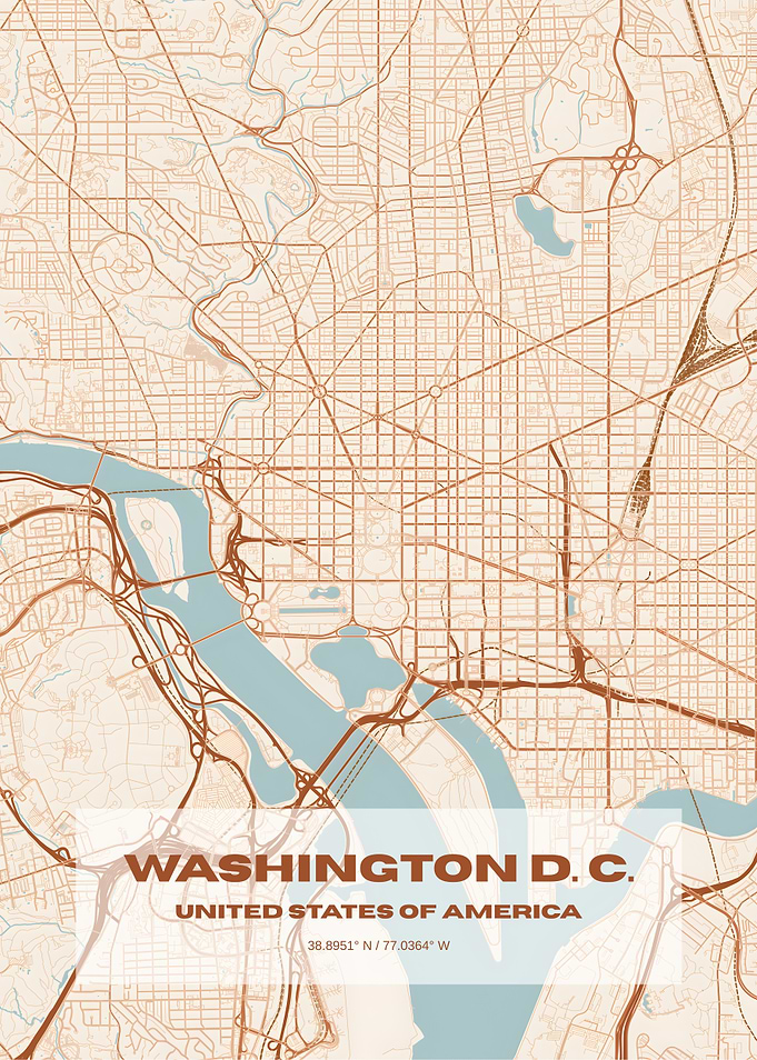 Washington D.C. Minimalist City Map Poster