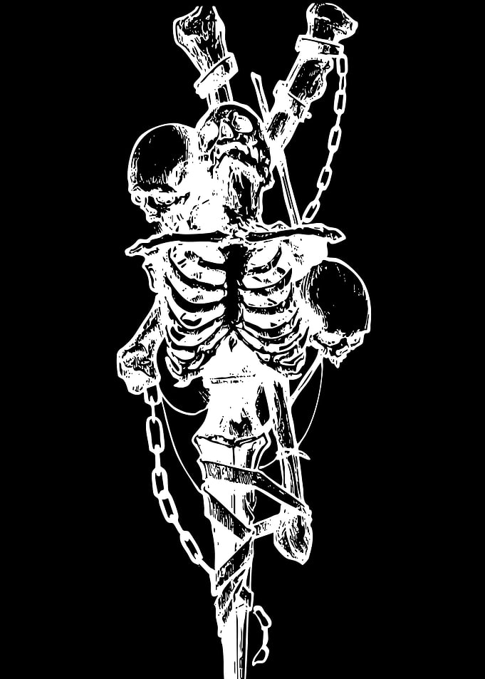 Macabre Skeleton Totem with Chains