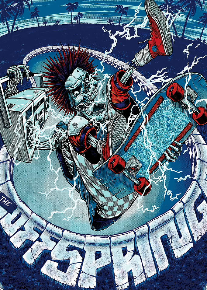 The Offspring Punk Skeleton Skateboard Art