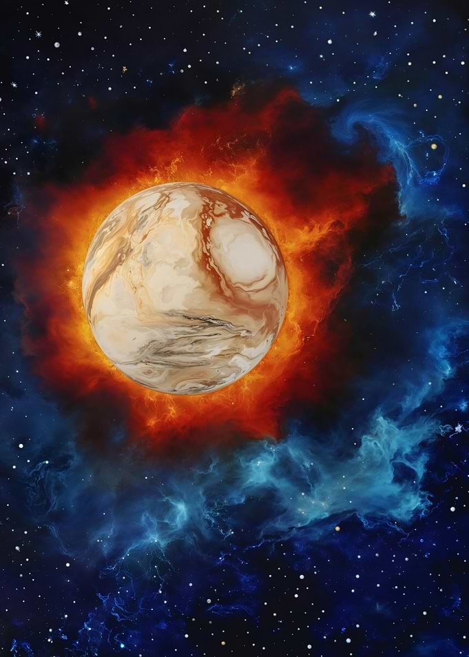 Fiery Planet – Nebula of Flames