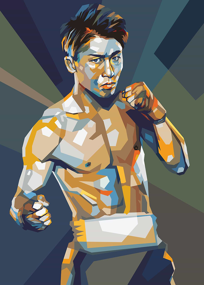 Illustration of a boxer in a colorful style