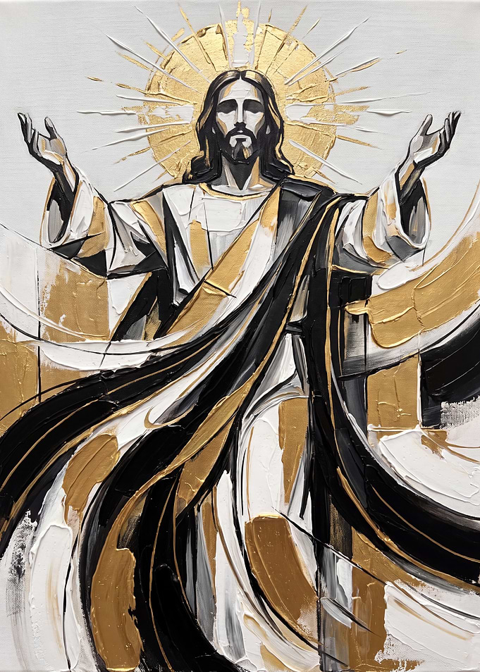Modern Jesus Christ Painting in Gold