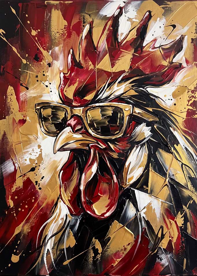 Cool Rooster Wearing Sunglasses Painting