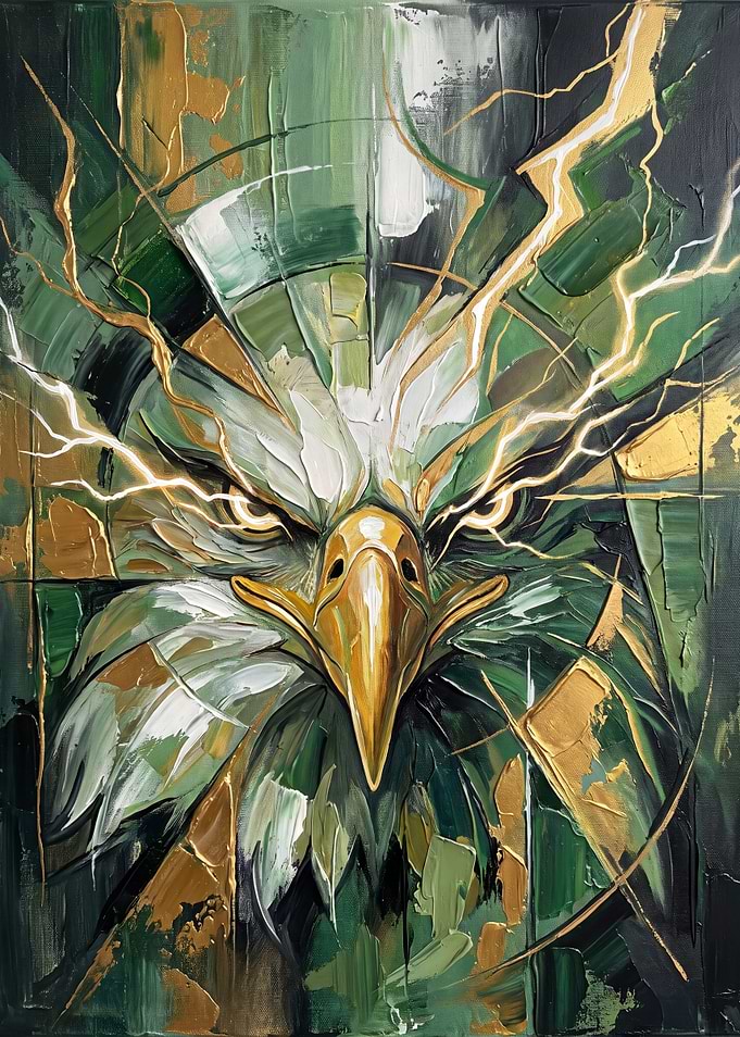 Abstract Golden Eagle Oil Painting