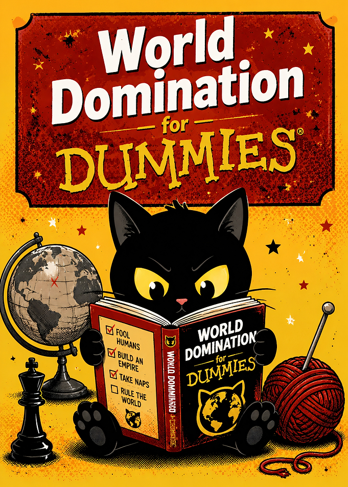 World Domination for Dummies Cat Poster