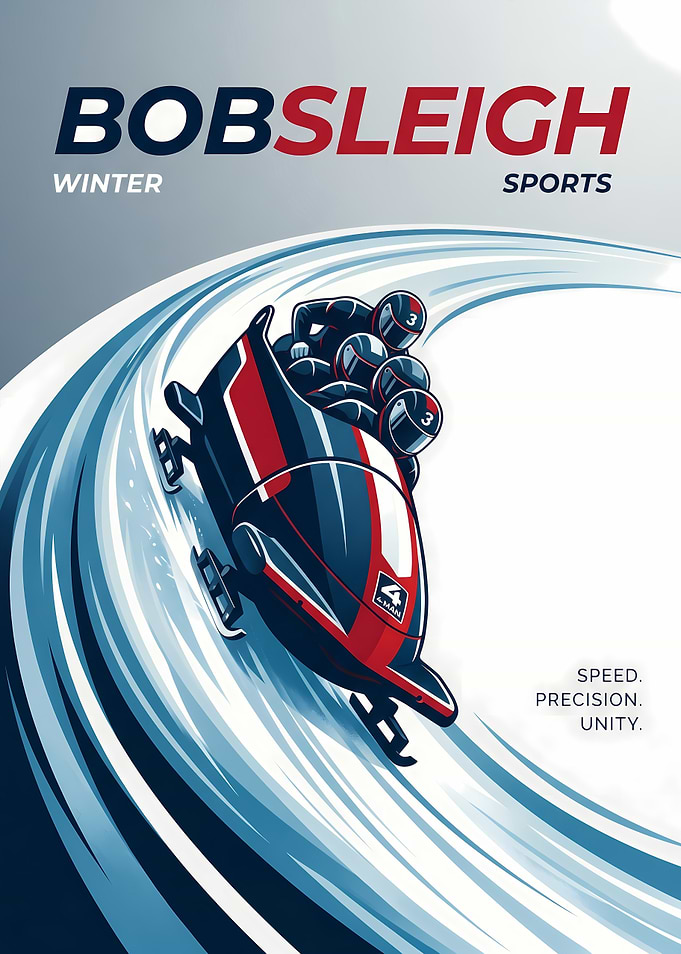 Bobsleigh Winter Sports Graphic Illustration