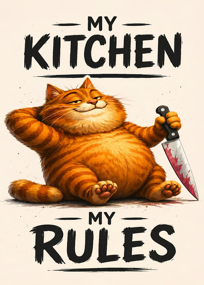 Funny Fat Cat Kitchen Poster