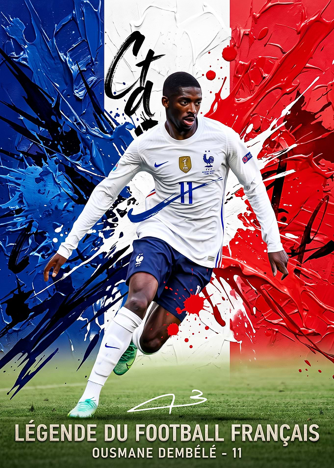 Ousmane Dembélé French Football Poster