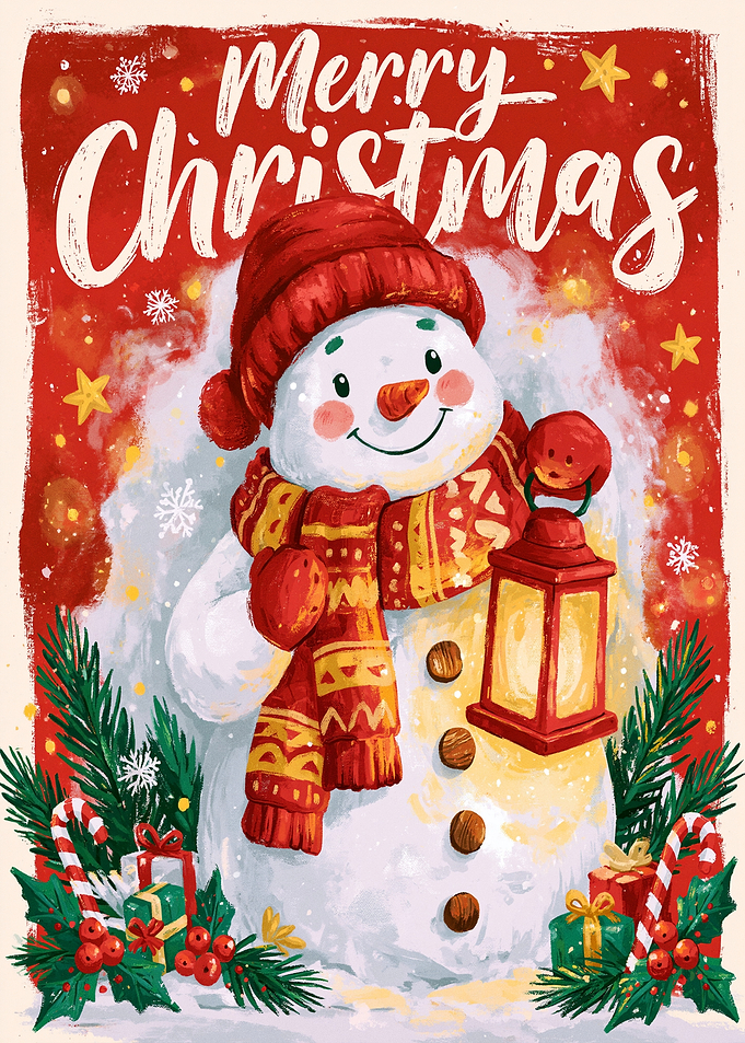 Merry Christmas Snowman Illustration