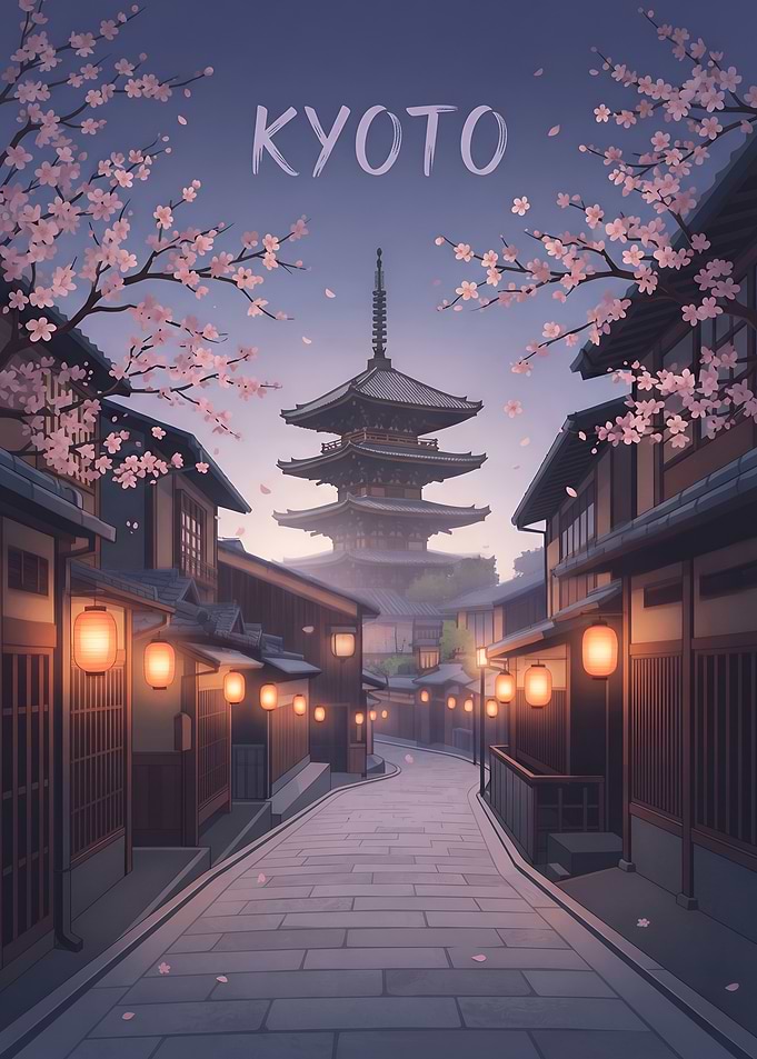Traditional Kyoto Street with Yasaka Pagoda