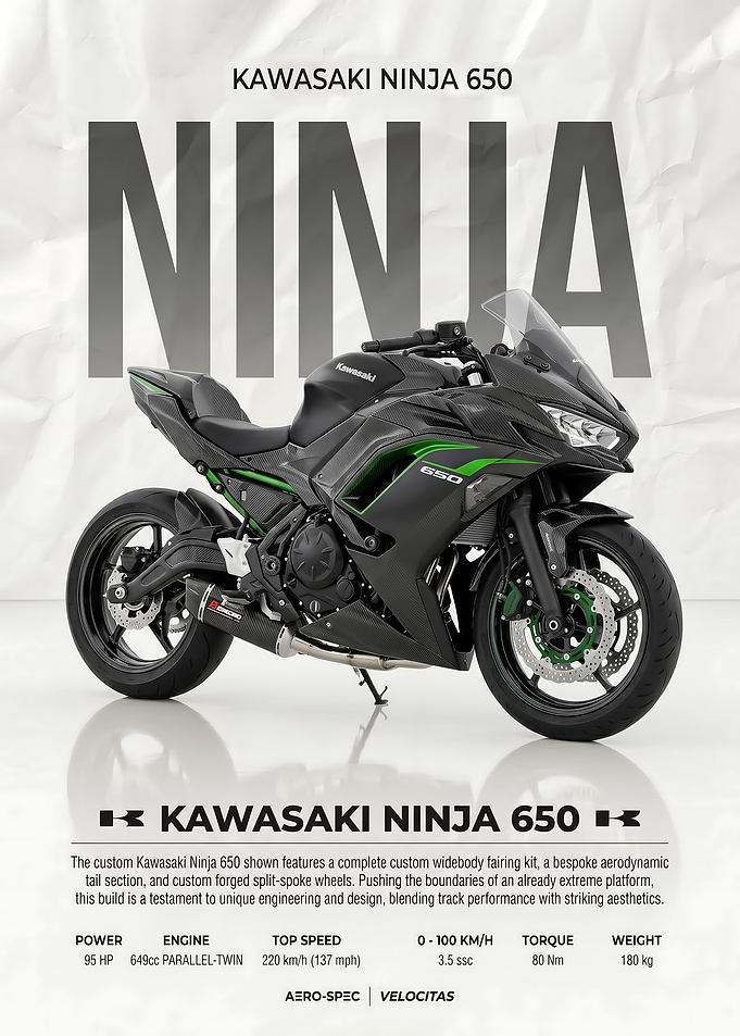 sleek Kawasaki Ninja 650 Sportbike Poster