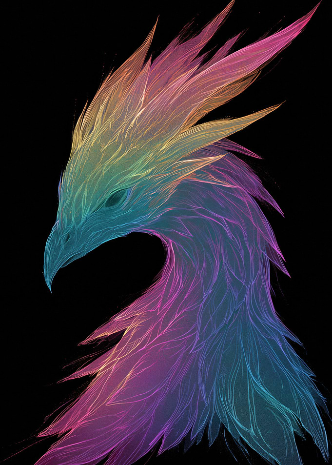 Vibrant Rainbow Phoenix Digital Art