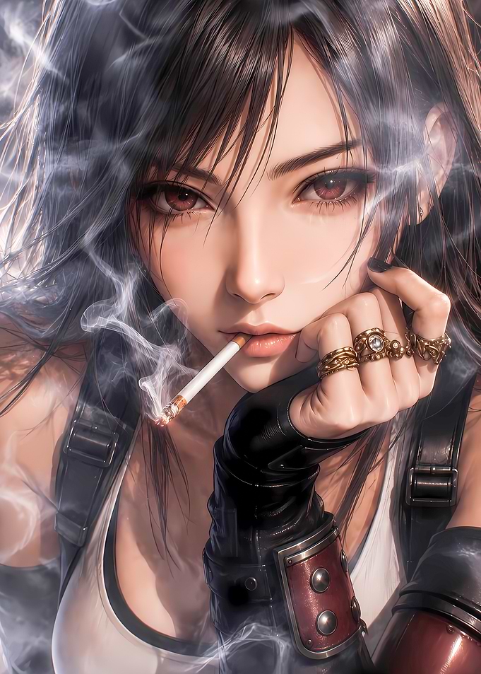Tifa Lockhart Smoking Digital Art