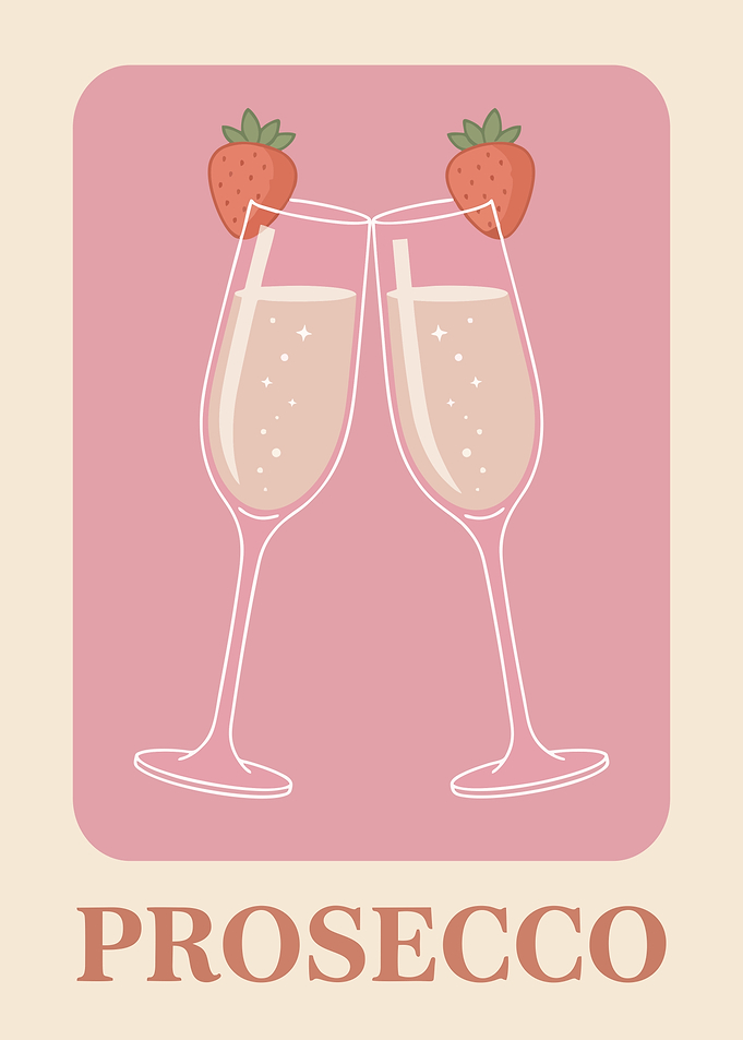 Prosecco Celebration Minimalist Poster – Elegant Sparkling Wine Wall Art