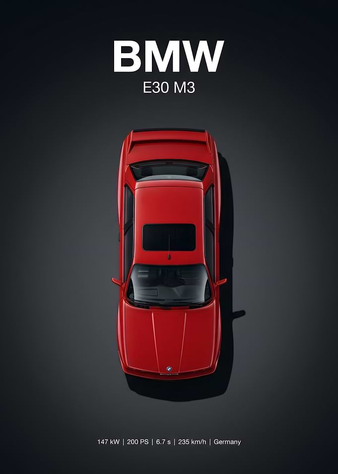 BMW E30 M3 Minimalist Poster