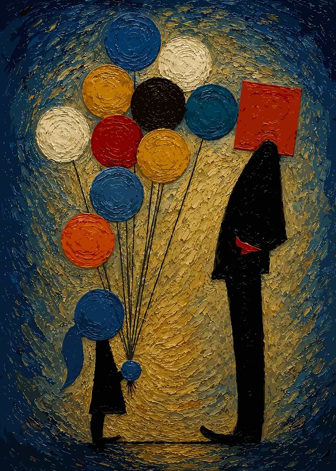 Abstract Painting of Girl and Man
