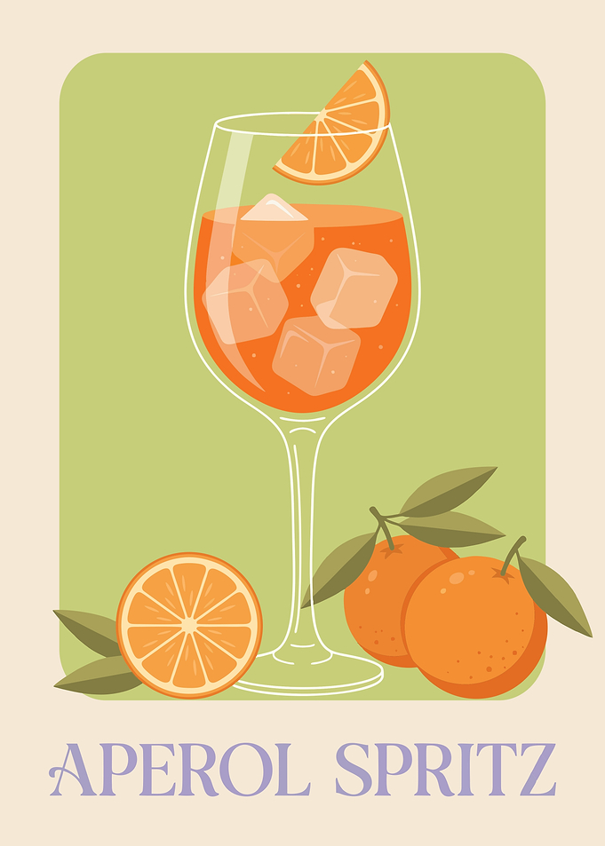 Aperol Spritz Minimalist Poster β Italian Summer Cocktail Wall Art