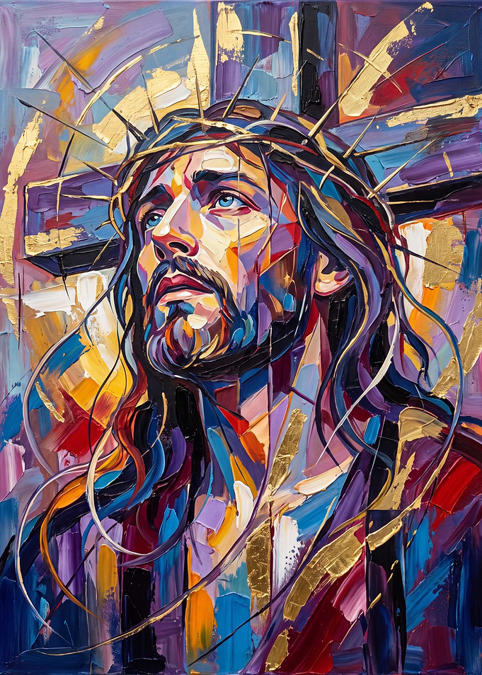Vibrant Impasto Portrait of Jesus Christ