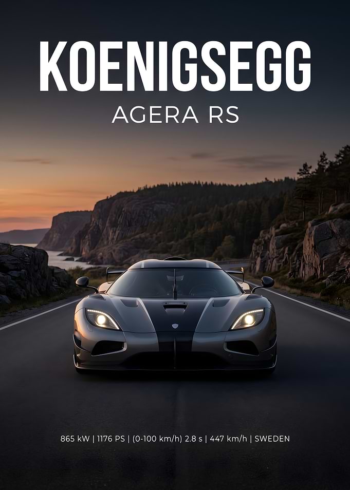 Koenigsegg Agera RS Sunset Poster
