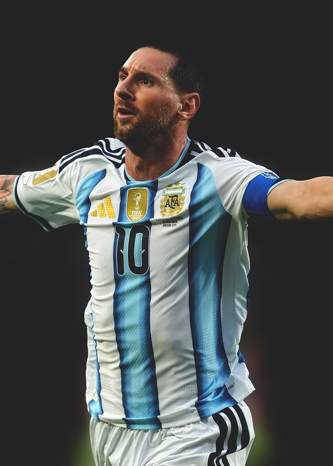 Lionel Messi Celebrating in Argentina Jersey