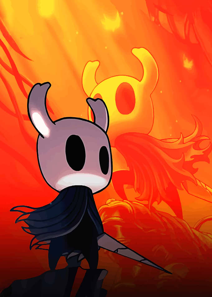 Hollow Knight Against Fiery Background