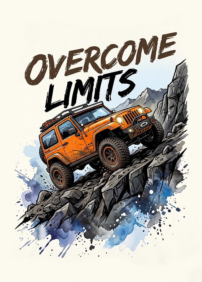 Orange Jeep Off-Roading Illustration