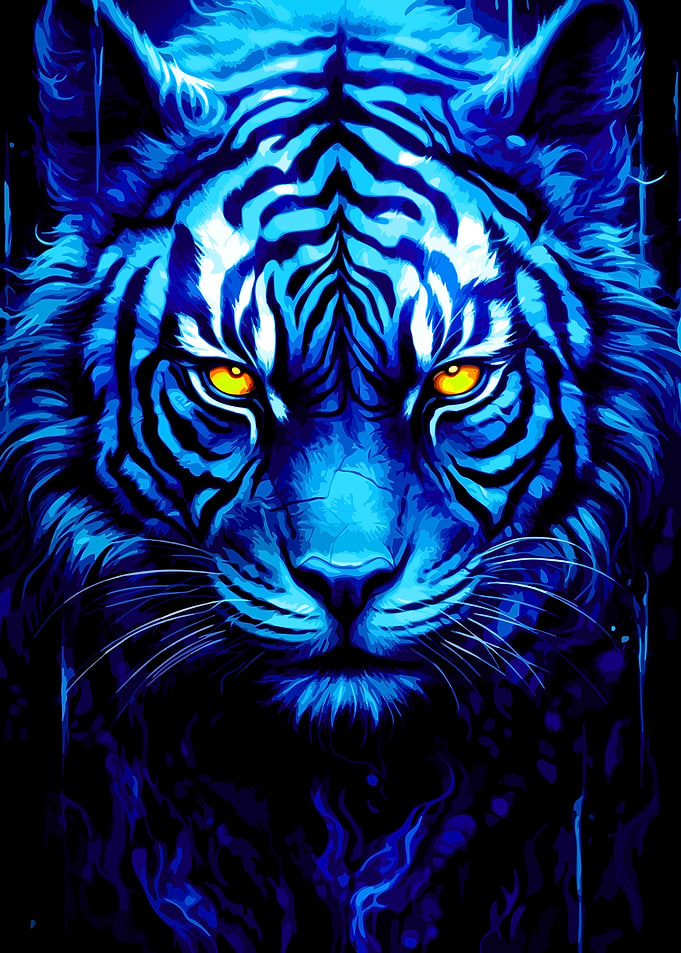 Intense Blue Tiger Portrait