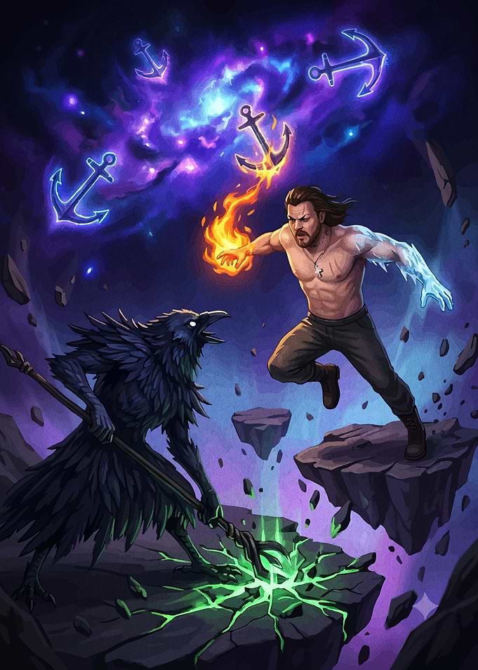 Elemental Warrior vs Raven Sorcerer Battle