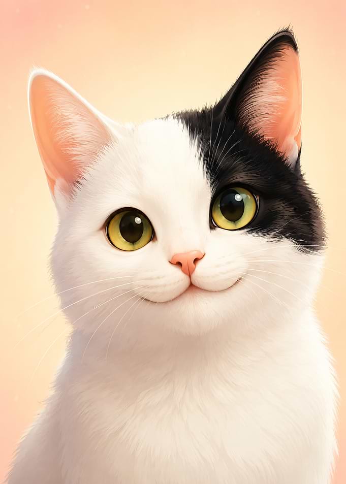 Adorable Smiling Black and White Cat
