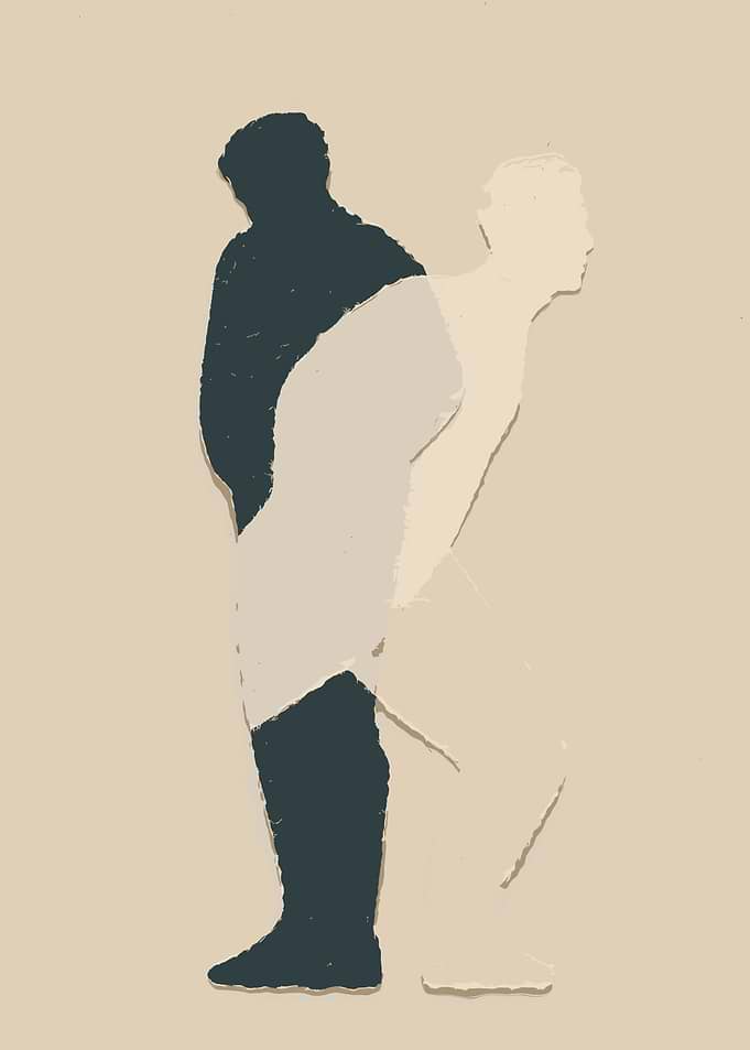 Minimalist Silhouette of Two Figures