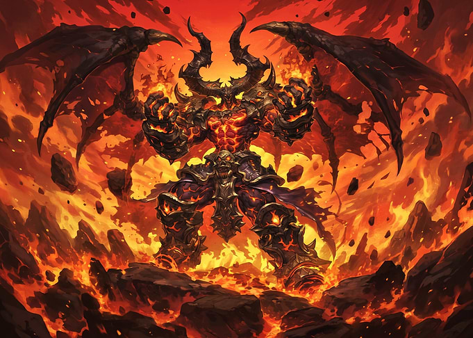 Powerful Demon Lord in Fiery Hellscape