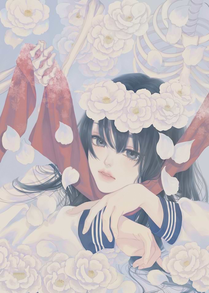 Ethereal Anime Girl with Floral Crown