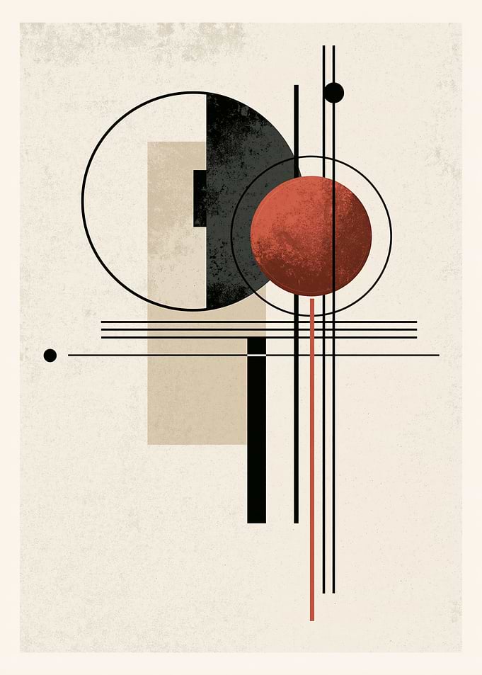 Minimalist Geometric Abstract 70s Composition