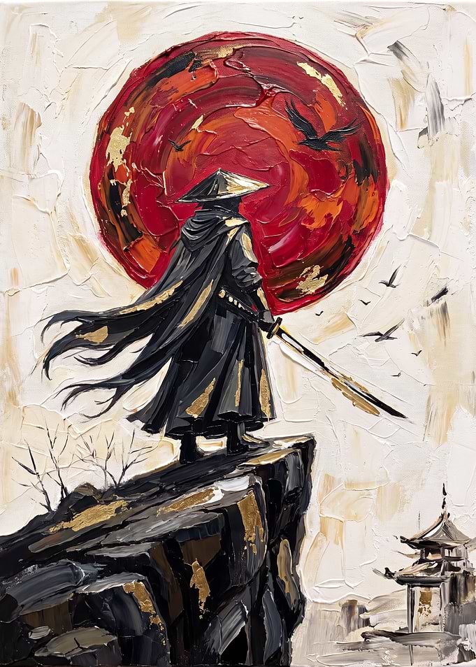 Samurai Warrior Under a Crimson Sun