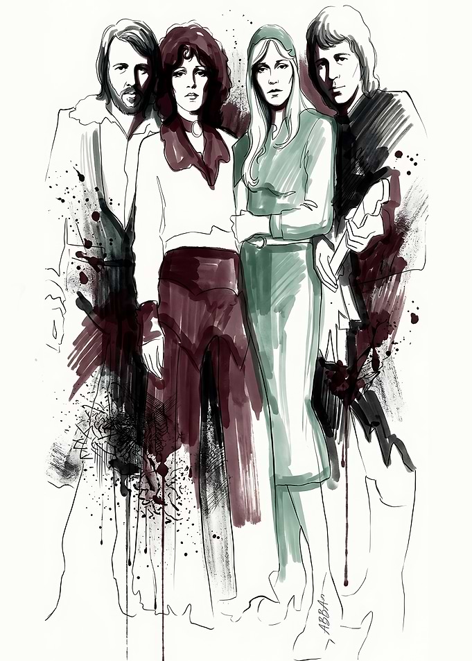 ABBA Stylized Band Portrait Illustration