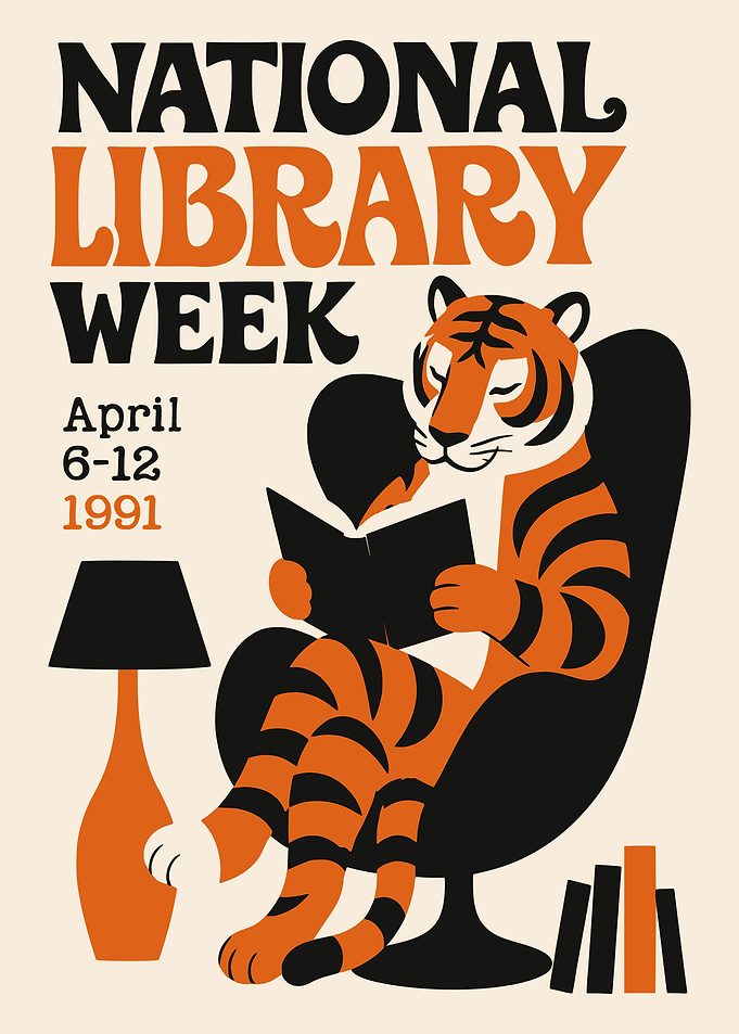 National Library Week 1991 Tiger Poster