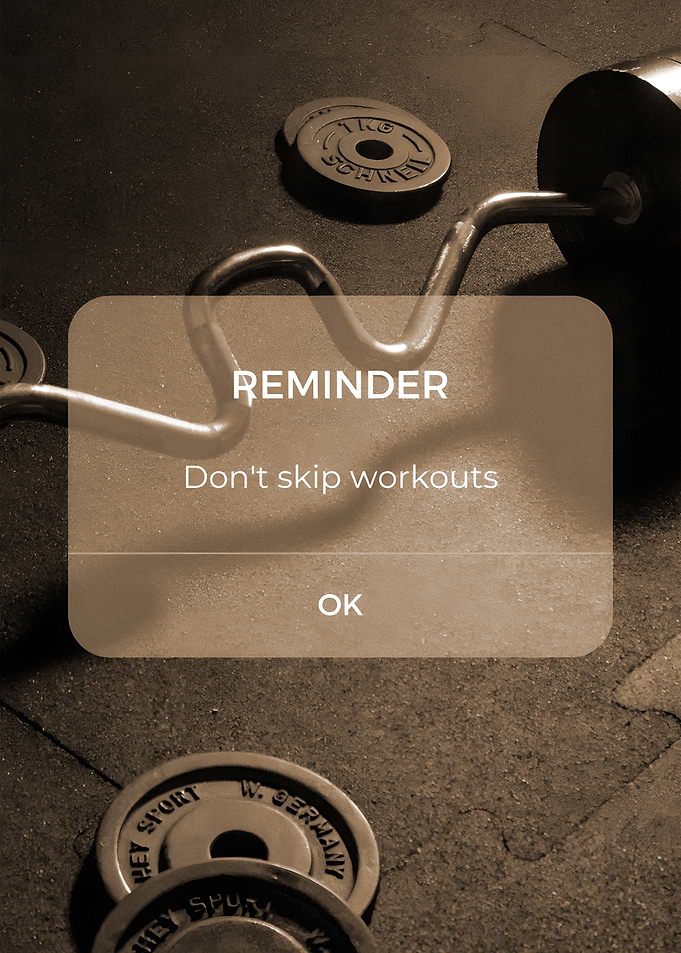 Workout Reminder with Gym Equipment