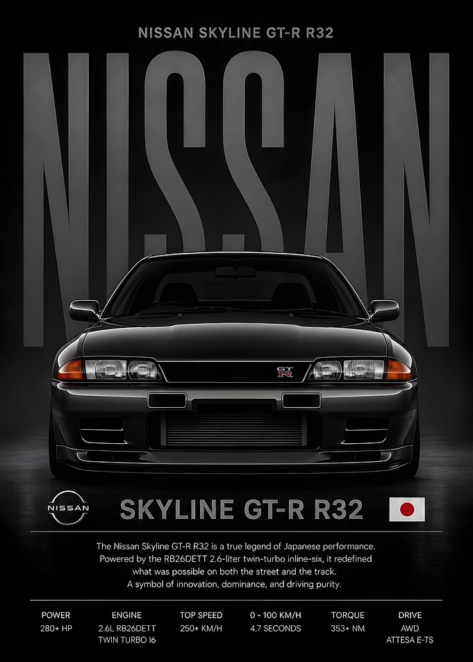 Nissan Skyline GT-R R32 Automotive Poster
