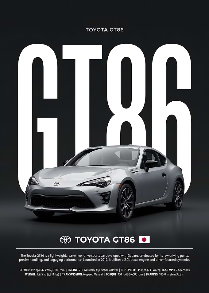 Toyota GT86 Sports Car Poster