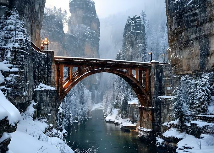 Winter Bastei Bridge in Saxony