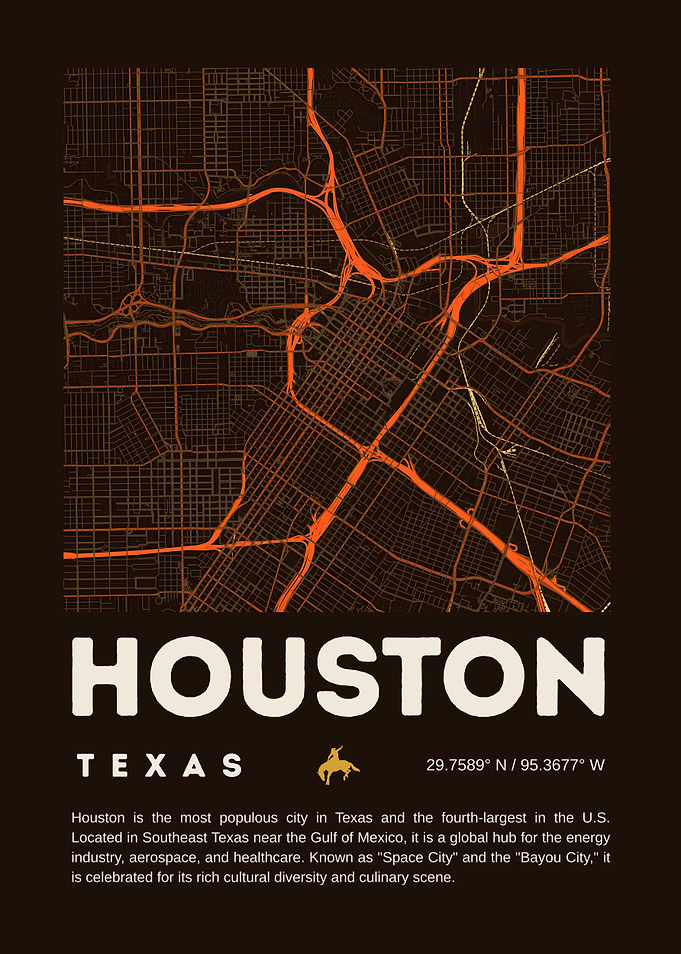 Houston Texas Minimalist City Map Poster