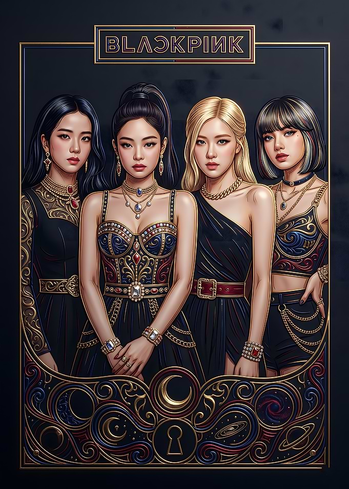 BLACKPINK Ornate Celestial Digital Art Poster