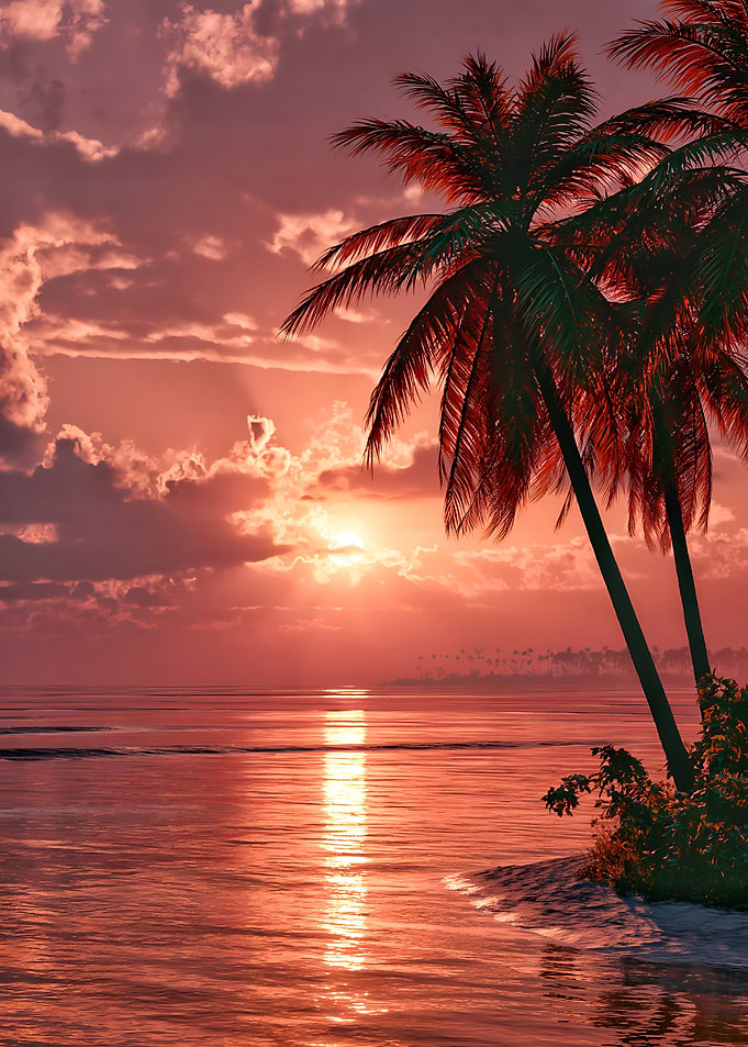 Tropical Sunset with Palm Trees