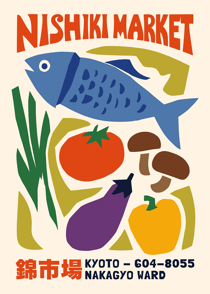 Nishiki Market Kyoto Food Poster