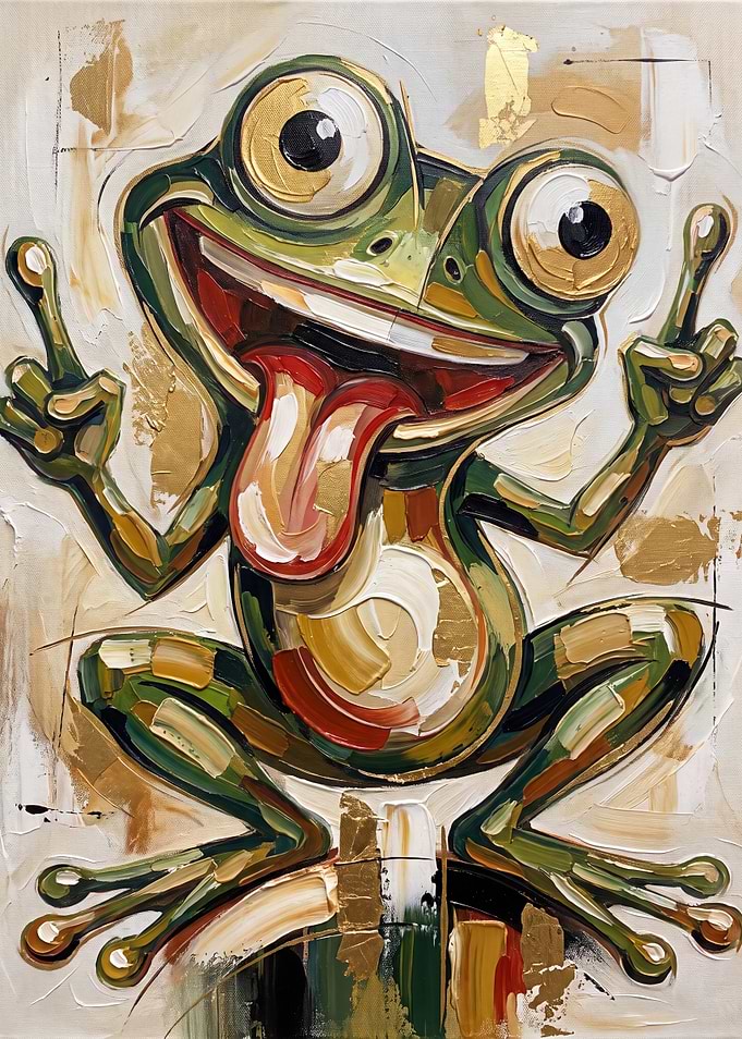 Whimsical Painted Frog with Gold Accents