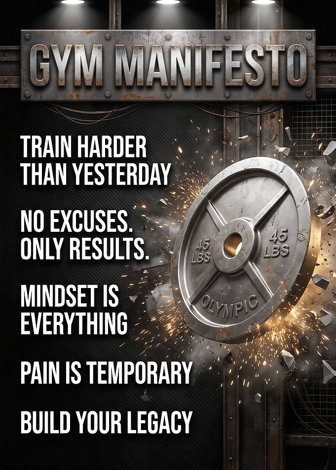 Gym Manifesto - Motivational Gym Rules Metal Poster Wall Art